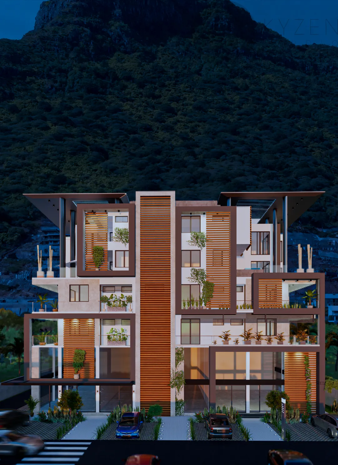 NIGHT shot front facade